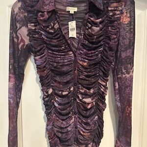 Pilcro Purple Ruched Blouse